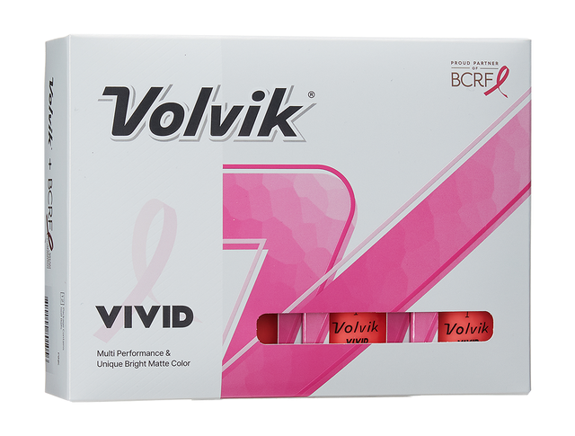 Front of Volvik Vivid Pink BCRF Golf Ball Box