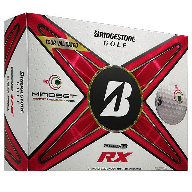 Front of Bridgestone Golf Tour B RX MindSet Golf Ball box